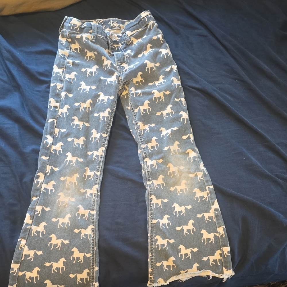 Kids Blue Horse Print Jeans